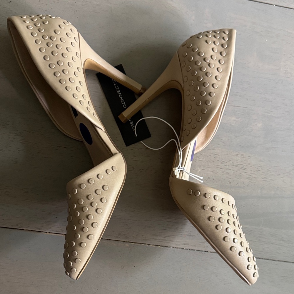 French Connection Beige Studded Heels - Picture 3 of 9